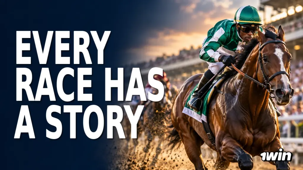 1win horse racing illustration